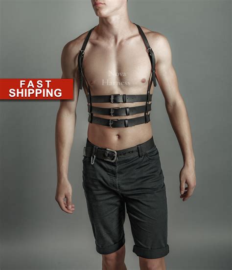 mens leather chest harness free and fast usa delivery etsy