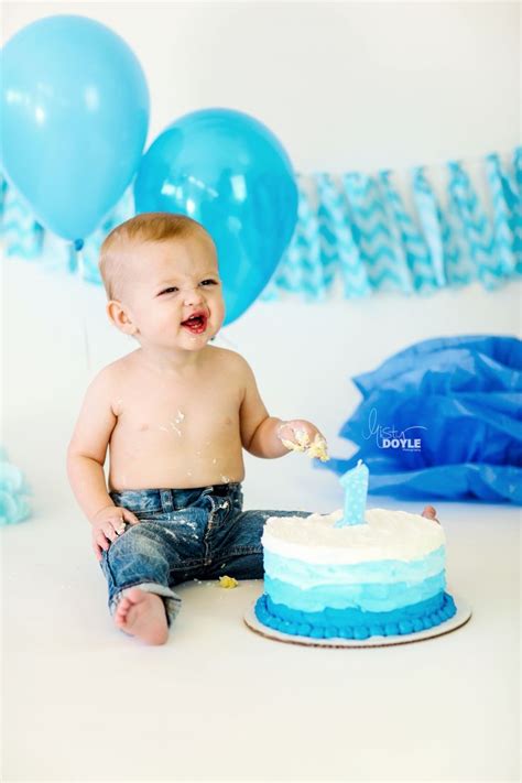 Baby boy 1st birthday cake best decorations making by new cake wala ish video ko jaroor dekhein like share comments kare or. first birthday smash cake baby boy in jeans with blue ombre cake fabric banner and ball… | First ...