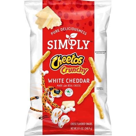 Simply Cheetos White Cheddar Crunchy Cheese Flavored Snacks 85 Oz Bag