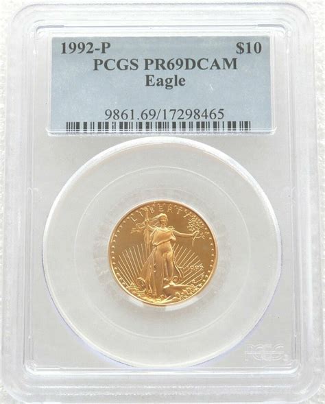 1992 P American Eagle 10 Gold Proof 14oz Coin Pcgs Pr69 Dcam