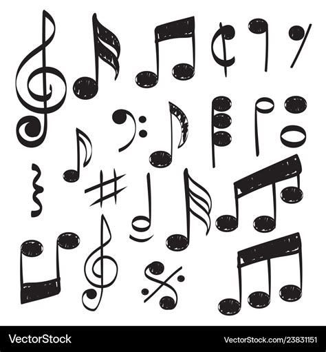 Music Note Doodles Sketch Musical Hand Royalty Free Vector