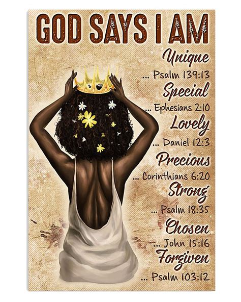 African American Afro Juneteenth Day God Says I Am Unique Poster Teeuni