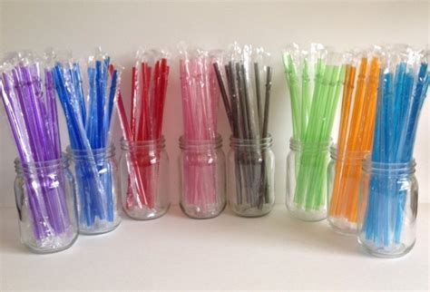 5 Reusable Straws Clear Solid Colors Plastic By Sippinsupplies