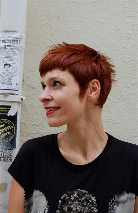 Short Chic Red Haircut With Short Stylish Straight Bangs