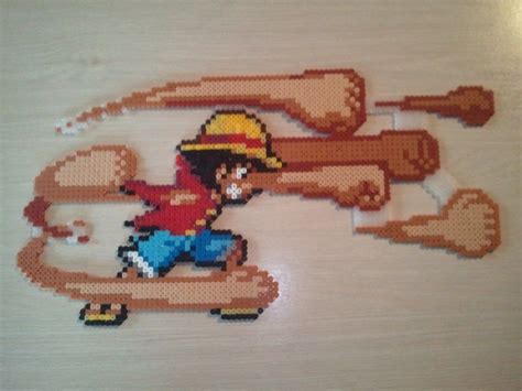 Awesome Luffy One Piece Made From Hama Beads Pixel Art Templates