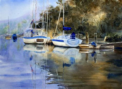 Watercolor Paintings Boats And The Sea Gallery Seascapes