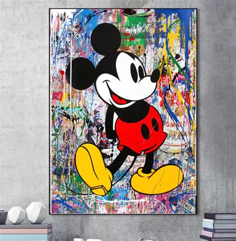 Mickey Mouse Graffiti Style Urban Art Print On Canvas Etsy