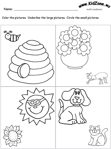Printable Big Small Worksheets For Kindergarten Instantworksheet
