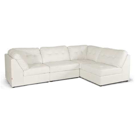 Warren White Bonded Leather Modern Modular Sectional Sofa Set