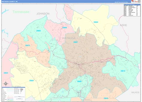 Watauga County Nc Wall Map Color Cast Style By Marketmaps Mapsales