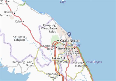 Kuala terengganu, often abbreviated as k.t., is a city, the administrative capital, royal capital and the main economic centre of terengganu. MICHELIN Kuala Nerus map - ViaMichelin