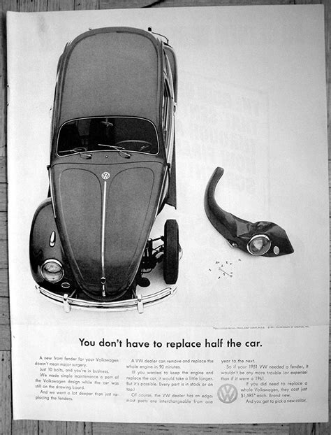1961 vw beetle bug don t replace half the car original 13 5 10 5 magazine ad