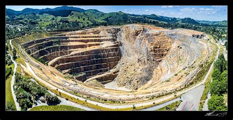 Martha Hill Mine At Waihi Large Old Open Cast Pit Gold Mine Beside The