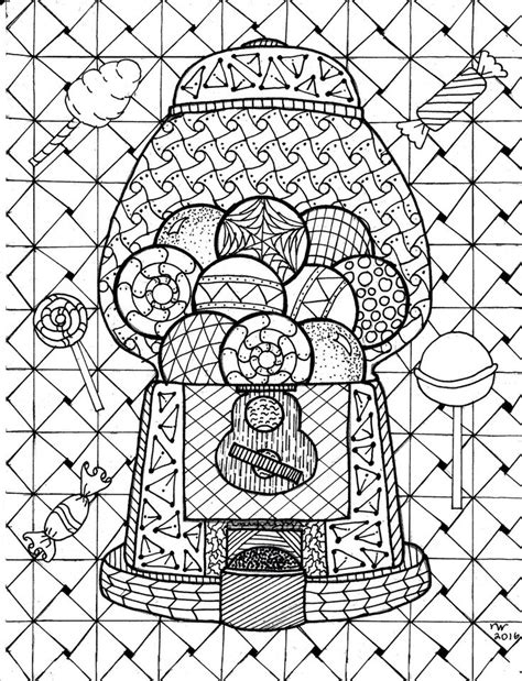 Printable drawings and coloring pages. Gumball Machine Zentangle Coloring Page | Coloring pages ...