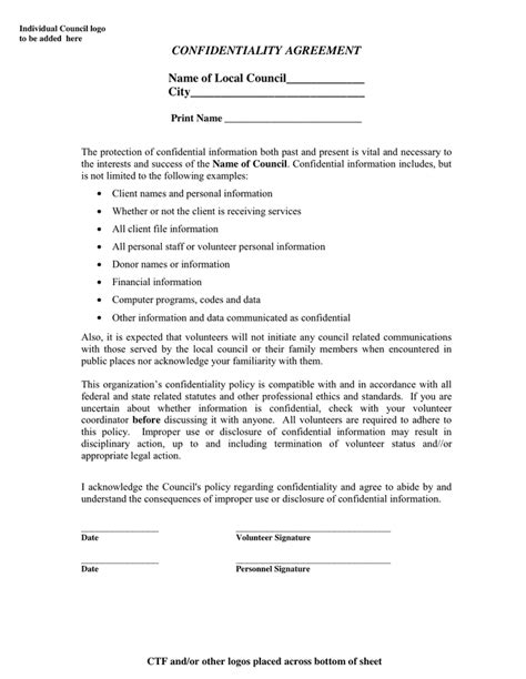 Confidentiality Agreement In Word And Pdf Formats