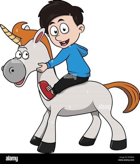 Boy Unicorn Cartoon Illustration Stock Vector Image And Art Alamy