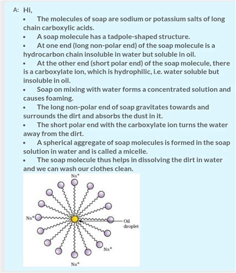 Cleansing action of soaps section 2: With the help of a diagram explain the cleansing action of ...