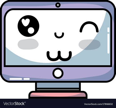 Kawaii Cute Funny Screen Monitor Royalty Free Vector Image