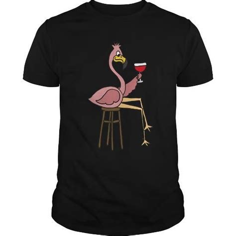 Funny Pink Flamingo Drinking Red Wine Science T Shirt Limited Time Only