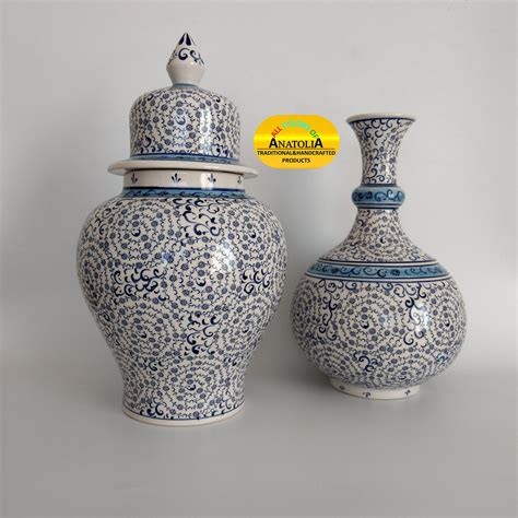 Cm Turkish Ceramic Iznik Vase Decorative Pottery Vase Tear Etsy Uk
