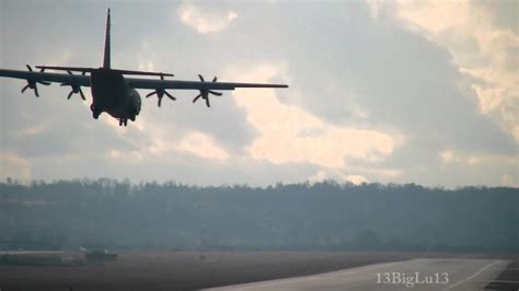 Usaf C 130 Hercules Landing In Stuttgart Youtube
