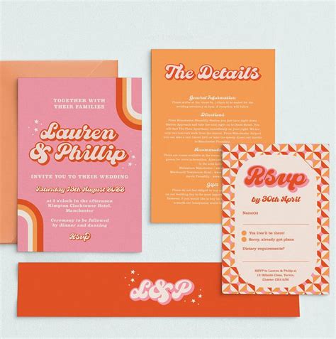 Retro 1970s Wedding Invitations By Project Pretty Printing Wedding