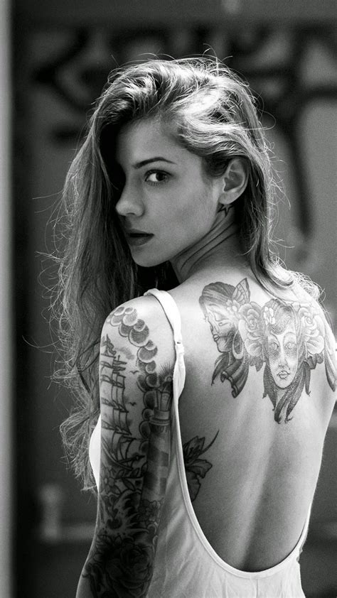 Beautiful Girl Tattooed Back Iphone Plus Wallpaper Hot Tattoos