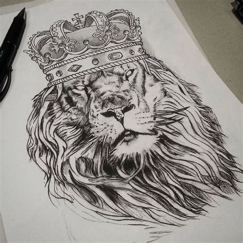 Image Result For Lion With Crown Drawing Lion Tattoo