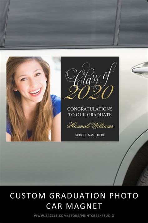 Script Black Gold Class Of 2020 Graduation Photo Car Magnet Zazzle