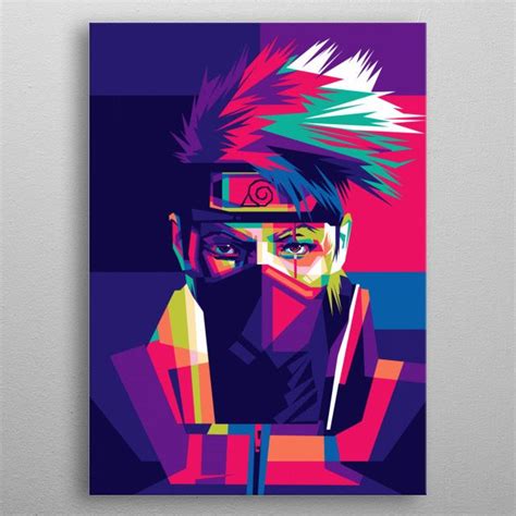 Kakashi From Character Naruto Animation In Pop Art Style Metal Poster