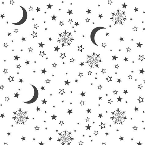 Black And White Moon And Stars Wallpaper Canvas Bonkers