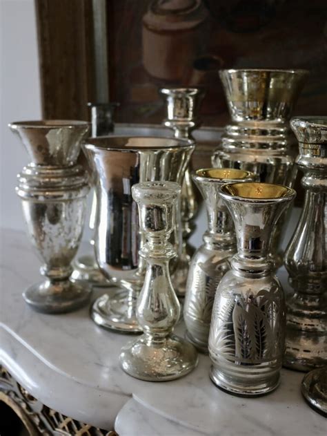 Antique Mercury Glass Candlesticks And Vases European Antiques