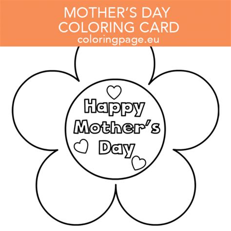 Mothers Day Flower Card Template Coloring Page