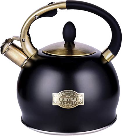 Susteas Black Stove Top Whistling Tea Kettle Surgical