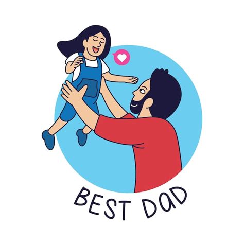 Premium Vector Bast Dad Cartoon Illustration Father Playing With His