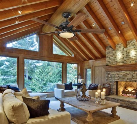 Browse 216 photos of cabin ceilings. Black iron finish ceiling fan from the Lake Cypress ...