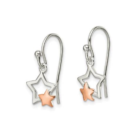 Double Star Dangle Earrings With French Wire In Sterling Silver With