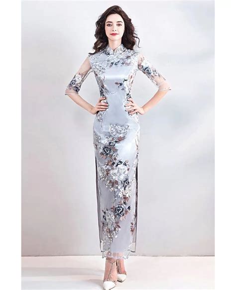 chinese retro cheongsam tight qipao dress with slit sleeves wholesale t69092