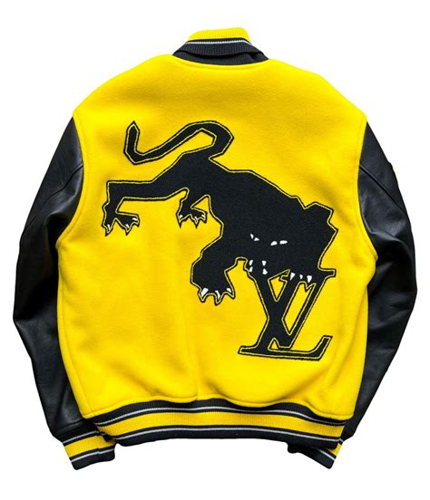 Yellow And Black Louis Vuitton Leather Embroidered Varsity Jacket