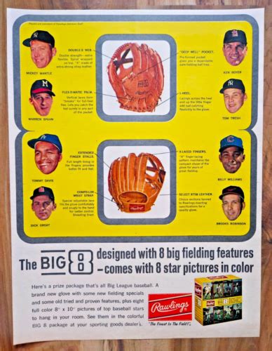 Vintage 1964 Mantle Brooks Robinson Rawlings Big 8 Baseball Glove