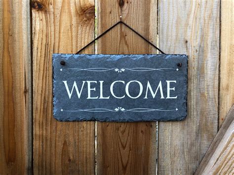 Outdoor Welcome Sign Slate Welcome Sign Outdoor Sign | Etsy