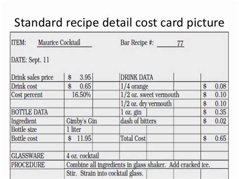 Recipe Card Costing Template Worldrecipes