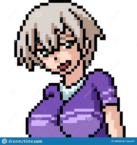 Vector Pixel Art Anime Girl Stock Vector Illustration Of Face Manga 156028139