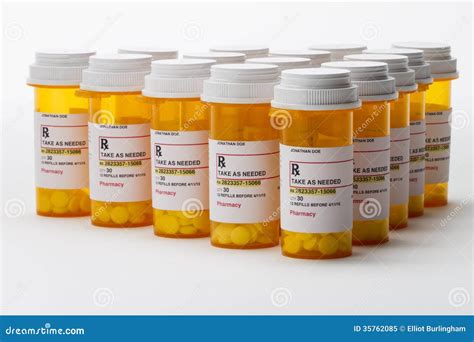 Group Of Prescription Medication Bottles Horizontal Stock Image