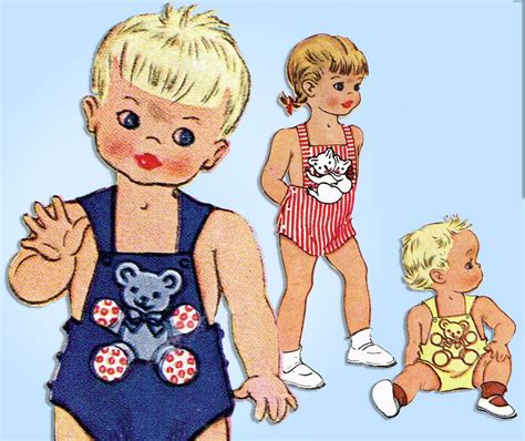 Mccall 1256 1940s Cute Baby Romper Or Sunsuit Size 1 Vintage Sewing