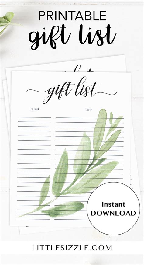 All expectant mothers are showered with gifts at their baby shower. Greenery Baby Shower Gift List Printable | Baby shower gift list, Baby shower gifts, Gender ...