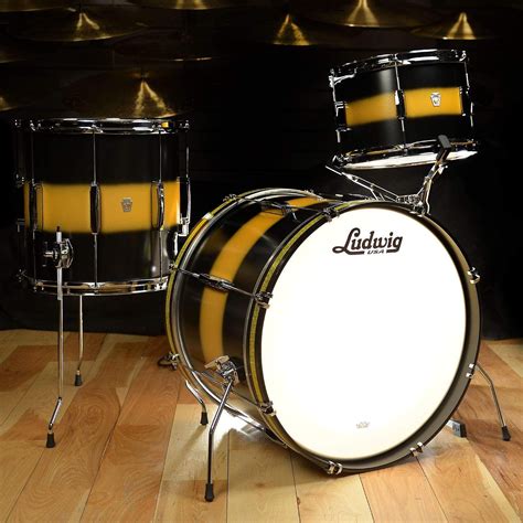 Ludwig Club Date 121420 3pc Drum Kit Vintage Blackgold Duco Drums