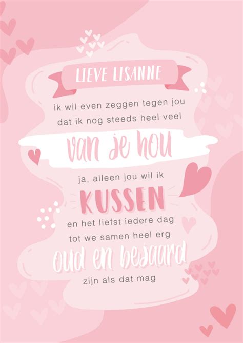 Roze Valentijnskaart Met Tekst Ik Hou Nog Kaartje Go