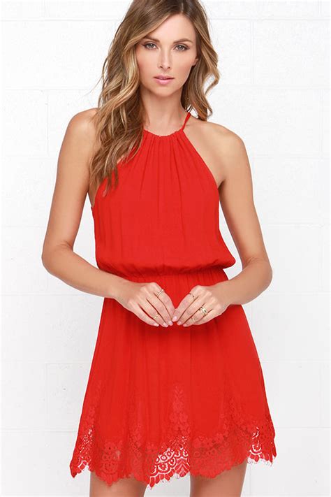 Cute Red Dress Sleeveless Dress Lace Dress 5200 Lulus