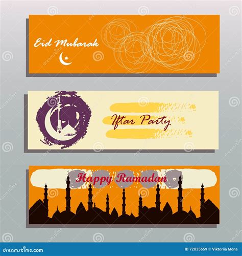 Set Of Beautiful Header Or Banner For Ramadan Kareem Stock Vector